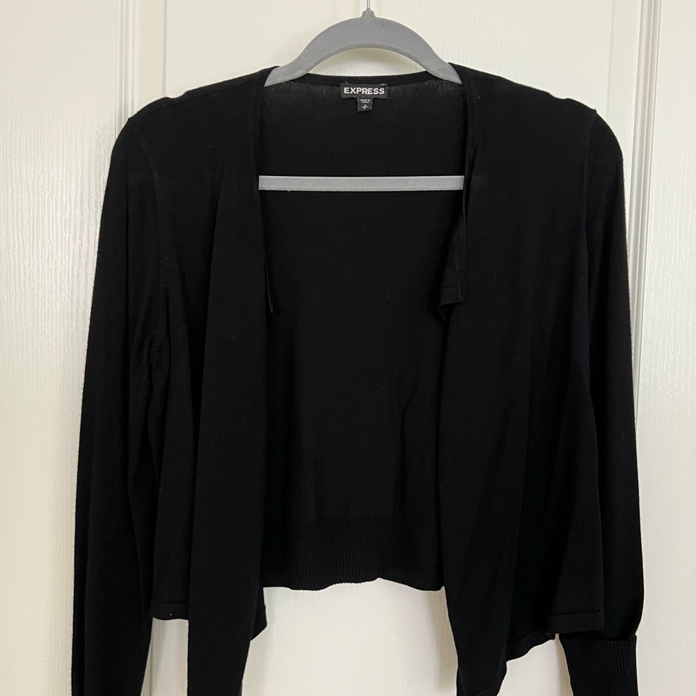 Express Black Open-Front Lightweight Cardigan
